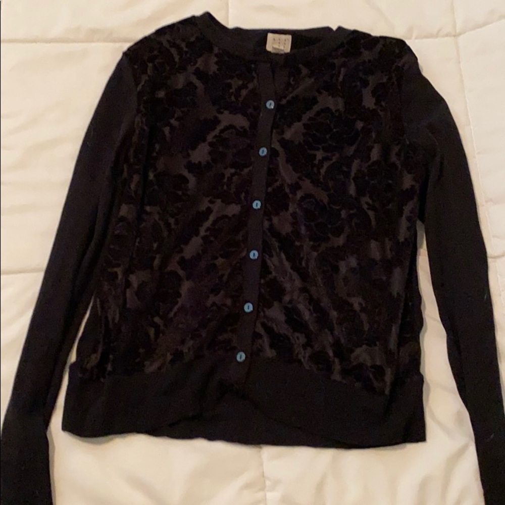 Velvet patterned button down blouse